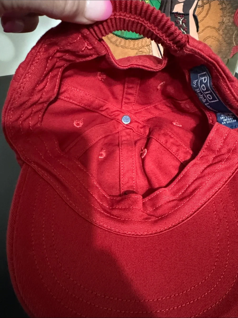 Ralph Lauren Red Baseball Cap with Navy Pony INFANT SIZE